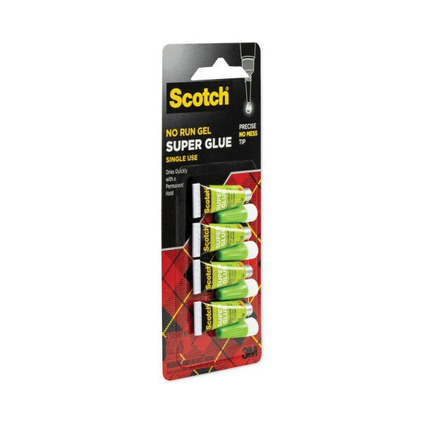 Scotch Single Use Super Glue No-Run Gel, 0.02 oz, Dries Clear, 4PK - AD119