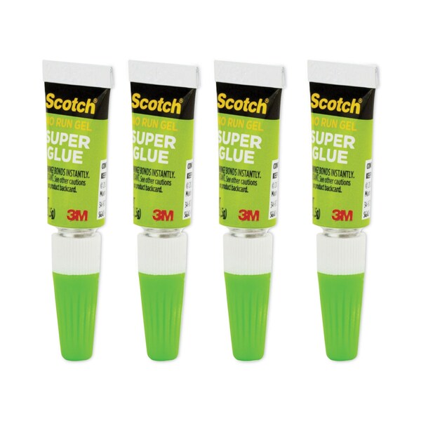Scotch Single Use Super Glue No-Run Gel, 0.02 oz, Dries Clear, 4PK - AD119