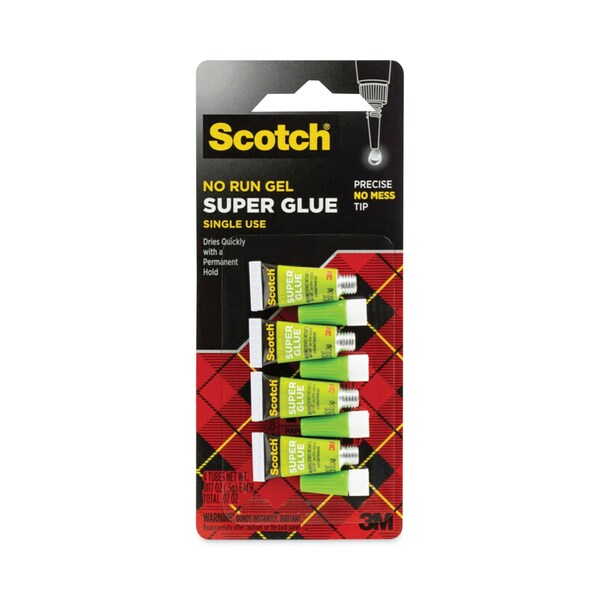 Scotch Single Use Super Glue No-Run Gel, 0.02 oz, Dries Clear, 4PK - AD119
