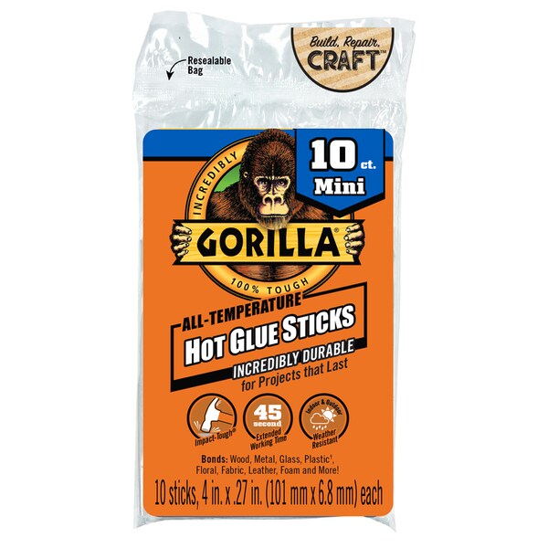 Gorilla Glue Gorilla .27 in. D X 4 in. L All Purpose Mini Glue Sticks Clear 10 pk - 3021002