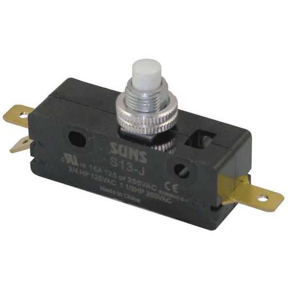 Zoro Select Interruptor de Acción Rápida Industrial, Montaje en Panel, Actuador de Émbolo, SPDT, Calificación de Contacto de 15A @ 240V AC - 6A887