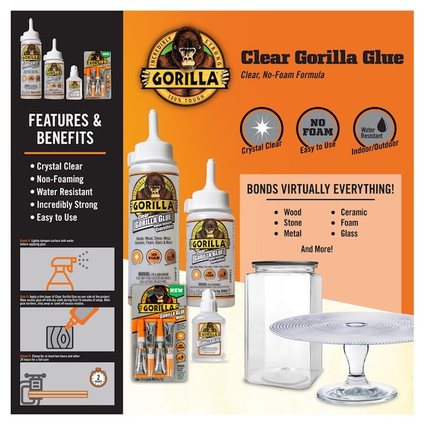 Gorilla Glue Gorilla High Strength Glue Clear All Purpose Adhesive 4 pk - 4541702