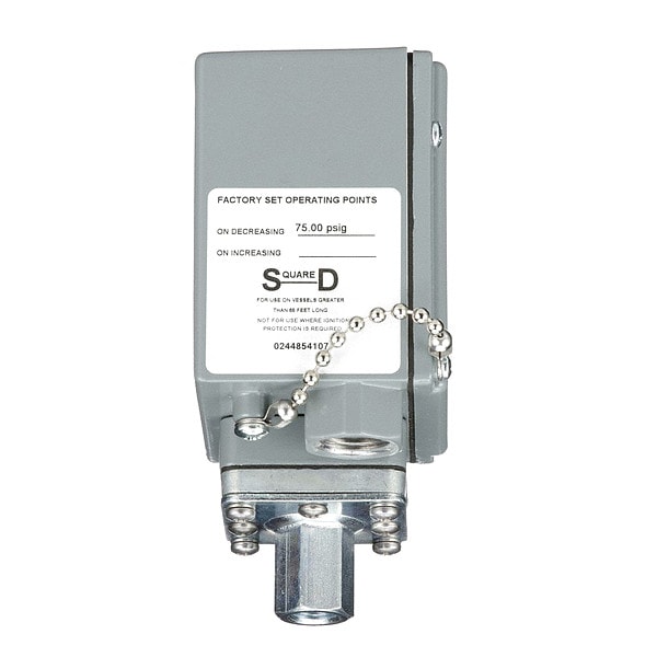 Interruptor de Presión de Sensores Telemecanique, (1) Puerto, 1/4-18 pulgadas FNPT, SPDT, 3 a 150 psi, Acción Estándar - 9012GAW5