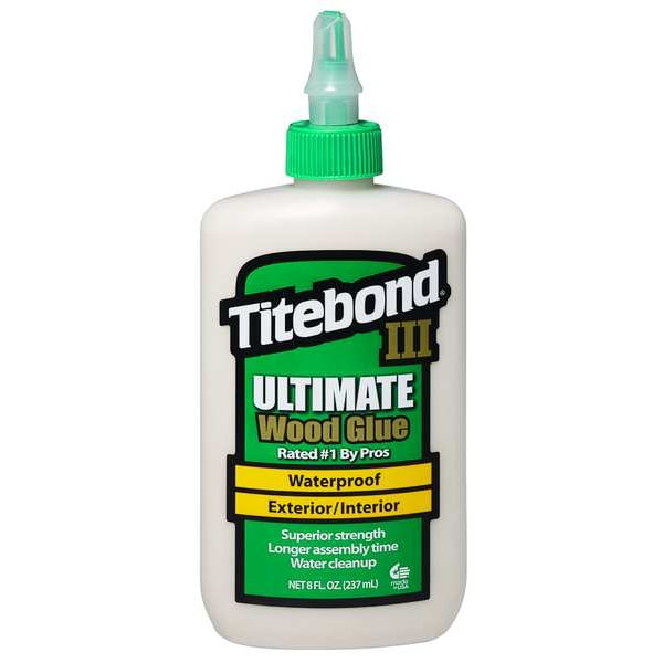 Titebond Wood Glue, III Ultimate Series, Tan, 24 hr Full Cure, 8 oz, Bottle - 1413