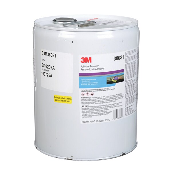 3M Adhesive Remover 38081, 5 Gallon US per 18.9 L, 1 per Case - 7000045720