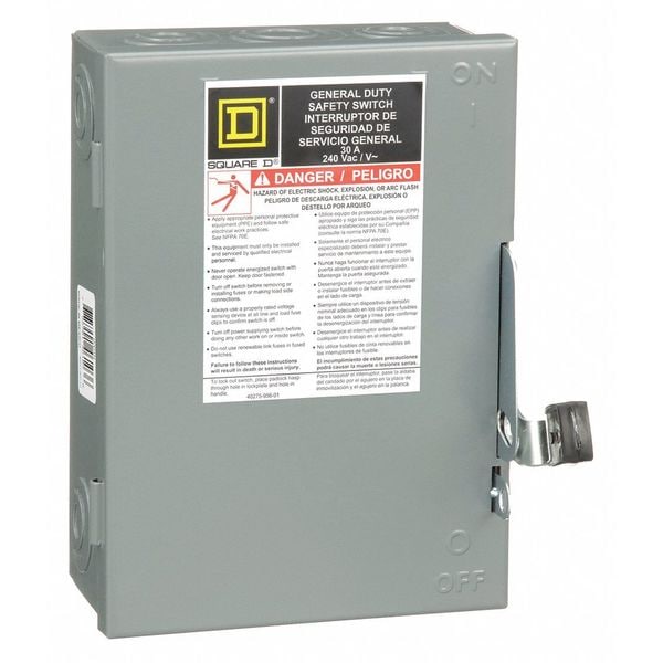 Interruptor de Seguridad Fusible Square D, Uso General, 240V AC, 3PST, 30 A, NEMA 1 - D321N