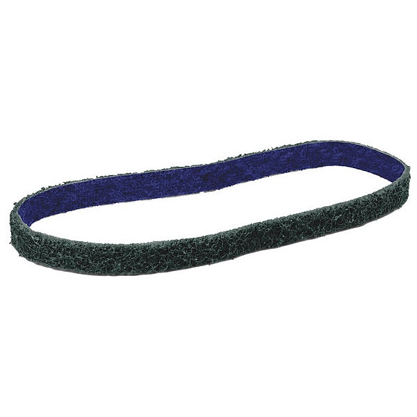 Scotch-Brite Sanding Belt, 1/4 in W, 18 in L, Non-Woven, Aluminum Oxide, Not Applicable Grit, Fine, DF-BL, Green - 7100033217