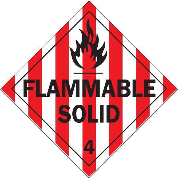 Brady DOT Container Placard, Flammable Solid, B-946 Pressure Sensitive Vinyl, 10-3/4" W x 10-3/4" H - 63412