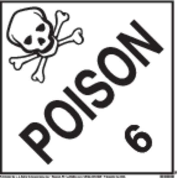 Jj Keller DOT Container Placard, Poison, Polystyrene, 10-3/4" W x 10-3/4" H - 751