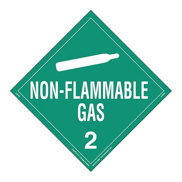 Labelmaster Non-Flammable Gas Placard, Vinyl, PK25 - Z-RVW3