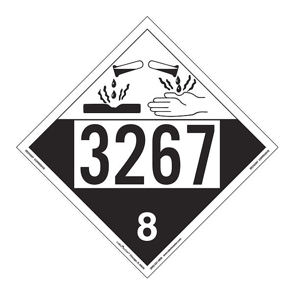 Labelmaster Corrosive Placard, UN 3267, PK25 - ZEZ43267