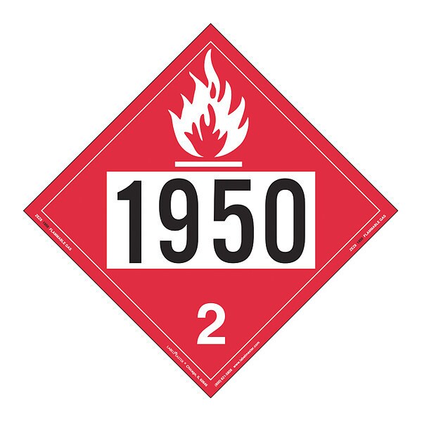 Labelmaster Flammable Gas Placard, UN 1950, PK25 - ZEZ81950