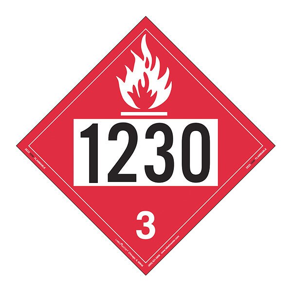 Labelmaster Flammable Liquid Placard 1230, PK25 - ZEZ21230
