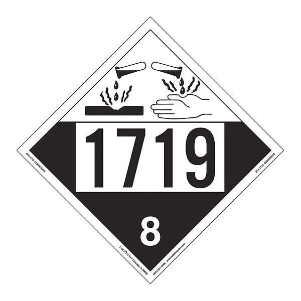 Labelmaster Corrosive Placard, UN 1719, PK25 - ZT4-1719