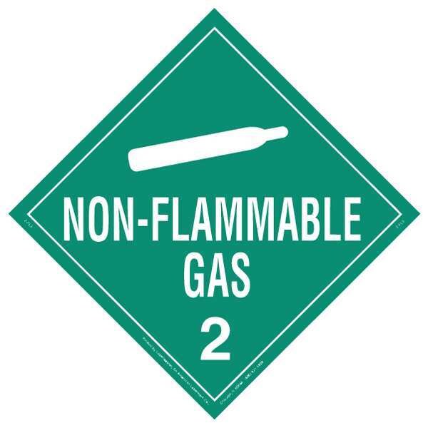Labelmaster DOT Container Placard, Non-Flammable Gas, Vinyl, 10-3/4" W x 10-3/4" H - 19TZ80