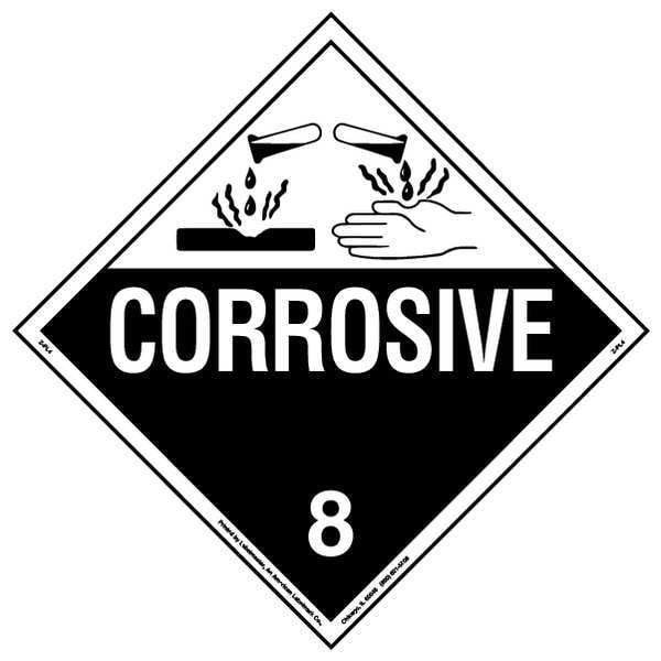 Labelmaster DOT Container Placard, Corrosive, Self-Adhesive Vinyl, 10-3/4" W x 10-3/4" H - 19TZ82