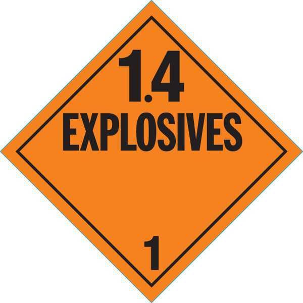 Stranco DOT Container Placard, 1.4 Explosives, Self-Adhesive Vinyl, 10-4/5" W x 10-4/5" H, 10 PK - DOTP-0100-V10