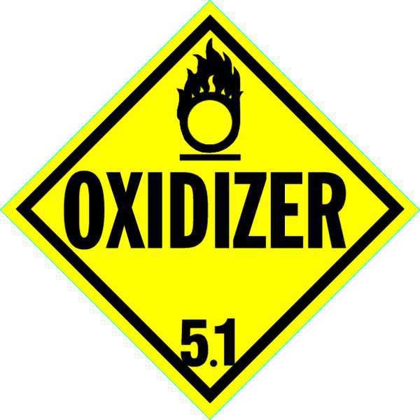 Stranco DOT Container Placard, Oxidizer, Self-Adhesive Vinyl, 10-4/5" W x 10-4/5" H, 10 PK - DOTP-0045-V10