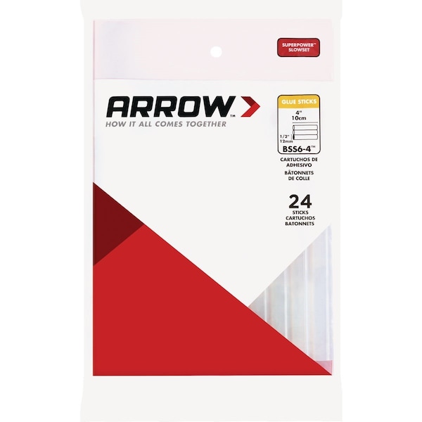 Arrow Fastener 4 In. Standard Clear Slow Set Hot Melt Glue, 24PK - BSS6-4
