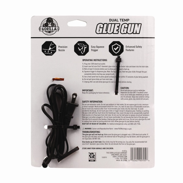 Gorilla Glue Dual Temp Hot Glue Gun, Orange/Black - 100424