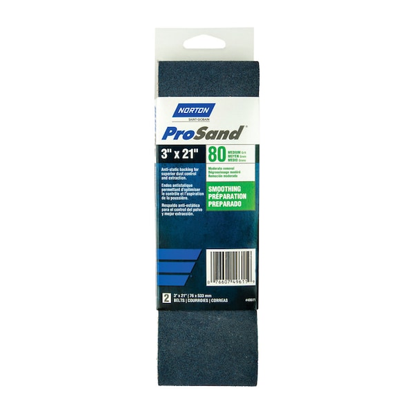 Norton Abrasives 3 in. W, 21 In. L, Coated, Zirconia Alumina, 80 Grit, Coarse - 7660702226