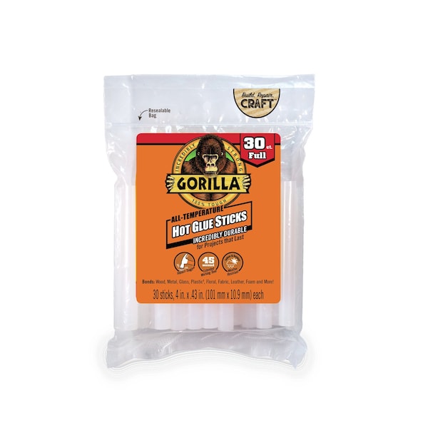 Gorilla Glue Gorilla High Strength Clear Hot Glue Sticks 30 pc - 3033002