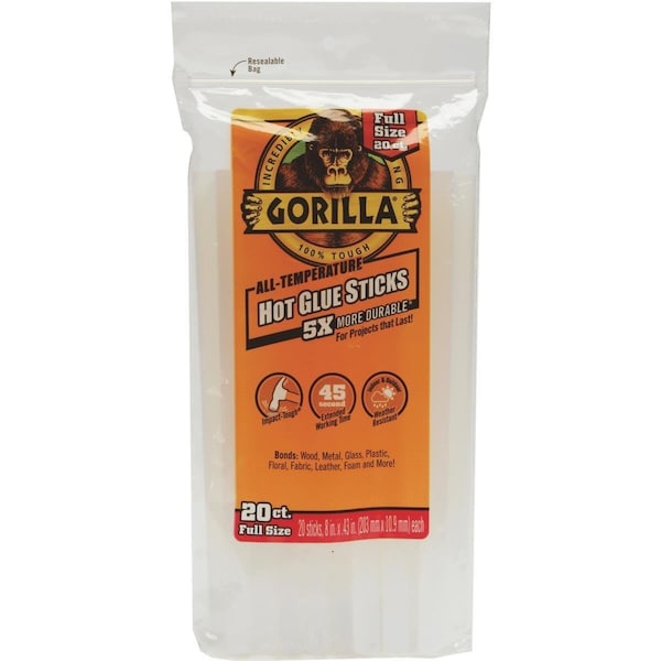 Gorilla Glue Full Hot Glue Sticks, 8 in, 20 ct - GO570031