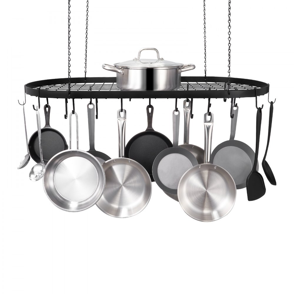 VEVOR Hanging Pot Rack, 36 inch Hanging Pot Rack Ceiling Mount, Ceiling Pot Rack with 20 S Hooks, 80 lbs Loading Weight, Ideal for Home, Restaurant, Kitchen Cookware, Utensils - DDSGJYC36QRSFSQGSV0