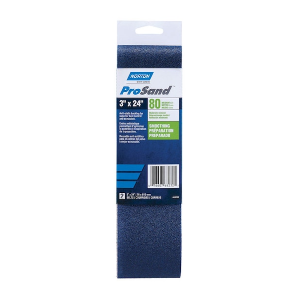 Norton Abrasives 3 in. W, 24 In. L, Coated, Zirconia Alumina, 80 Grit, Coarse - 7660768232