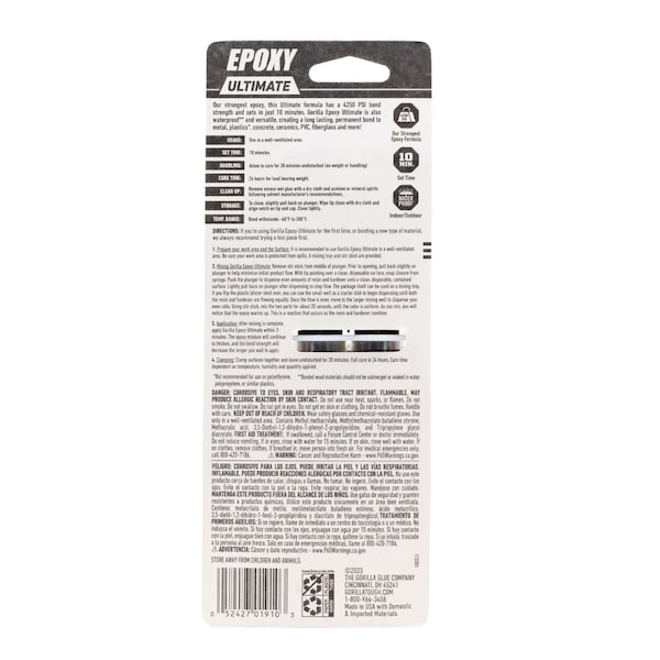 Gorilla Glue Epoxy Ultimate, 0.85 oz Syringe, Dries Black - 113442