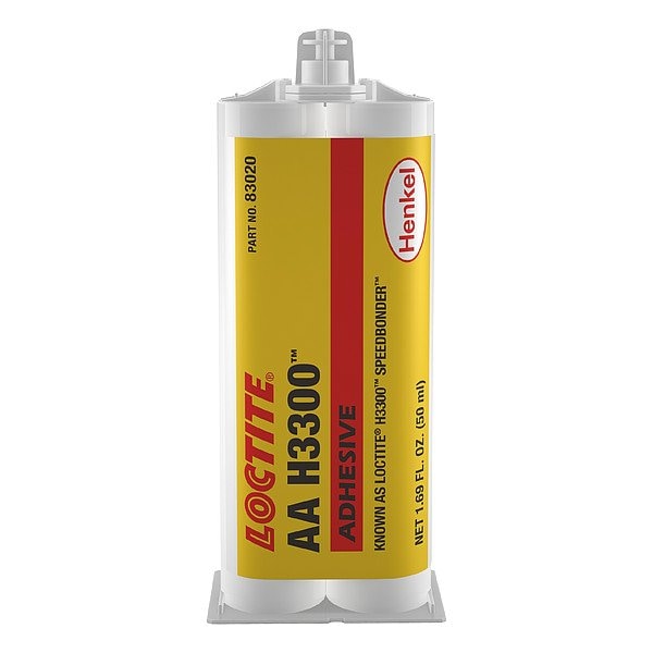 Loctite Acrylic Adhesive, AA H3300 Series, Dual-Cartridge, 1:1 Mix Ratio - 398436