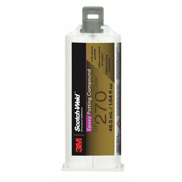 3M Epoxy Adhesive, DP270 Series, Gray, Dual-Cartridge, 1:01 Mix Ratio, 3 hr Functional Cure - 270