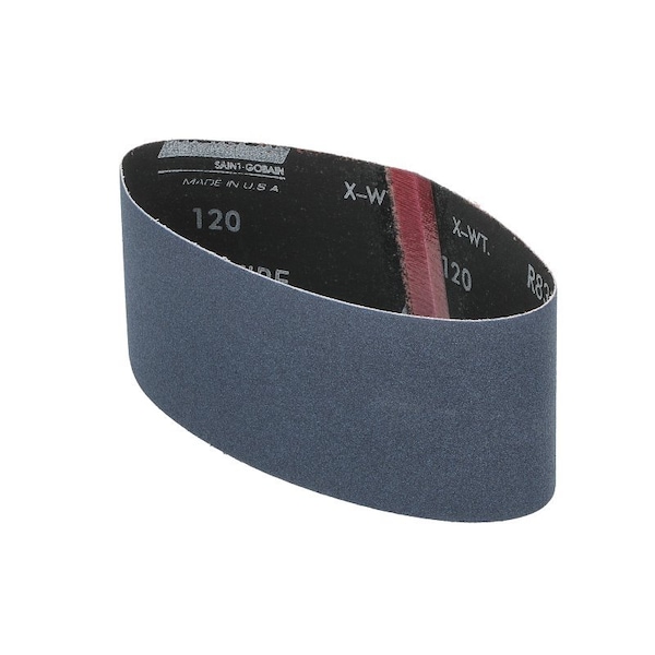 Norton Co 0 Sanding Belt, 3 in W, 18 in L, 120 Grit, Fine, Zirconia Aluminum Abrasive - 2229