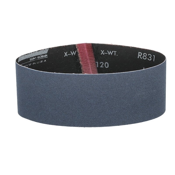 Norton Co 0 Sanding Belt, 3 in W, 18 in L, 120 Grit, Fine, Zirconia Aluminum Abrasive - 2229
