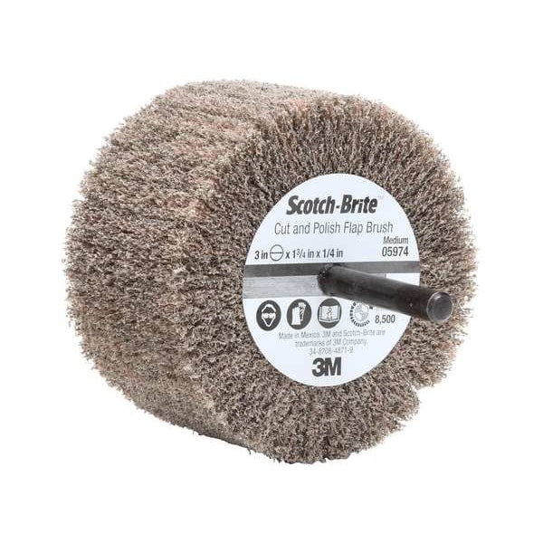 Scotch-Brite Flap Wheel, NonWovn, AO, 3x1.75x1/4 Shk, MED - 7100050520