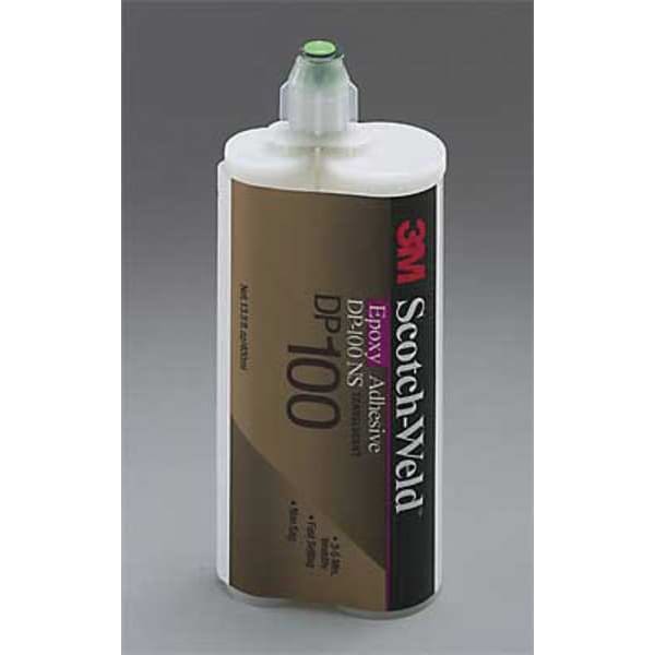 3M Epoxy Adhesive, DP100NS Series, Clear, 6.76 fl oz, Dual-Cartridge, 12 PK, 1:01 Mix Ratio - 100NS