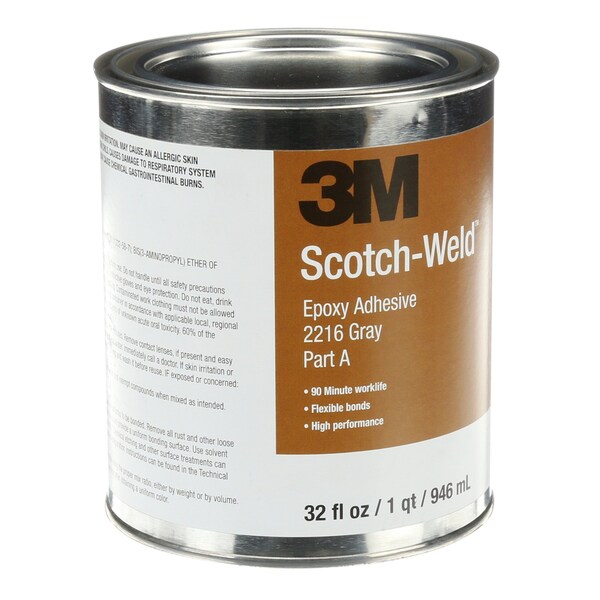 3M Hot Melt Adhesive, 2216 Series, Tan, Can, 6 PK, 2:03 Mix Ratio, 12 hr Functional Cure - 2216