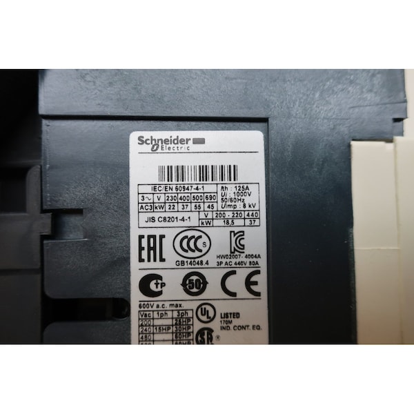 Contactor de CA Schneider Electric 200V-AC 80A 37Kw - LC1-D806L7