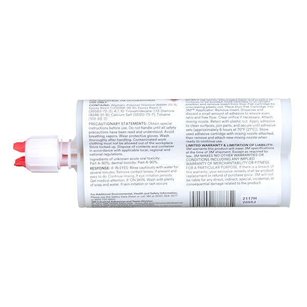 3M Hot Melt Adhesive, DP190 Series, White, Dual-Cartridge, 12 PK, 1:01 Mix Ratio, 12 hr Functional Cure - 190