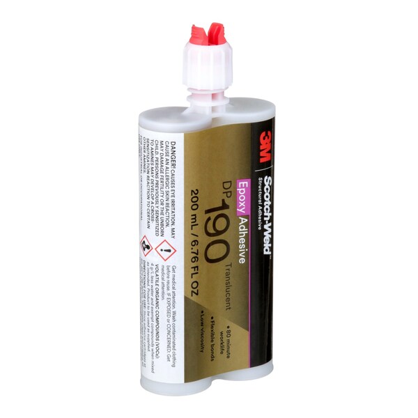 3M Hot Melt Adhesive, DP190 Series, White, Dual-Cartridge, 12 PK, 1:01 Mix Ratio, 12 hr Functional Cure - 190