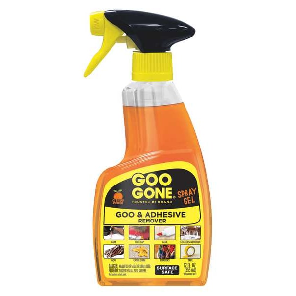 Goo Gone Adhesive Remover, Trigger Spray Bottle, 12 oz, Ready to Use Spray Gel, Citrus - 2096