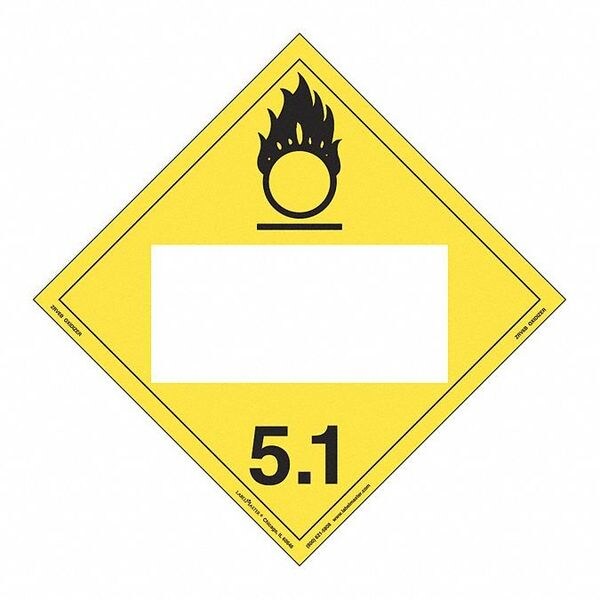 Labelmaster Oxidizer Placard, Blank, Rigid, PK25 - ZRV6B