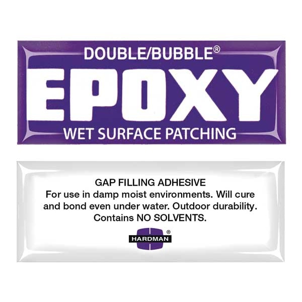 Hardman Epoxy Adhesive, Double/Bubble Wet Surface Patching Series, Clear, Packet, 10 PK, 1:01 Mix Ratio - 4003-BG10
