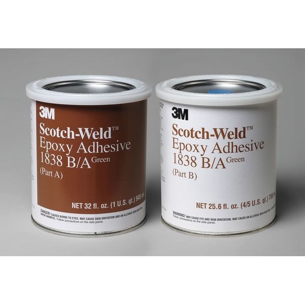 3M Epoxy Adhesive, 1838 Series, Gray, Dual-Cartridge, 6 PK, 4:05 Mix Ratio, 8 hr Functional Cure - 1838