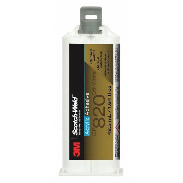 3M Epoxy Adhesive, DP820 Series, Black, Dual-Cartridge, 1:01 Mix Ratio, 40 min Functional Cure - 820