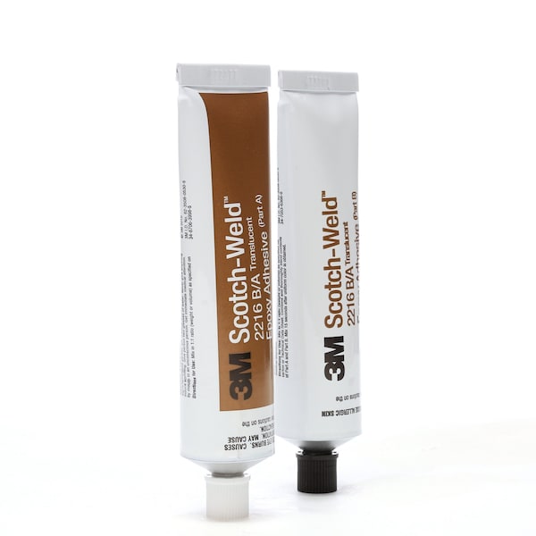 3M Epoxy Adhesive, 2216 Series, Clear, Dual-Cartridge, 6 PK, 1:01 Mix Ratio, 16 hr Functional Cure - 2216