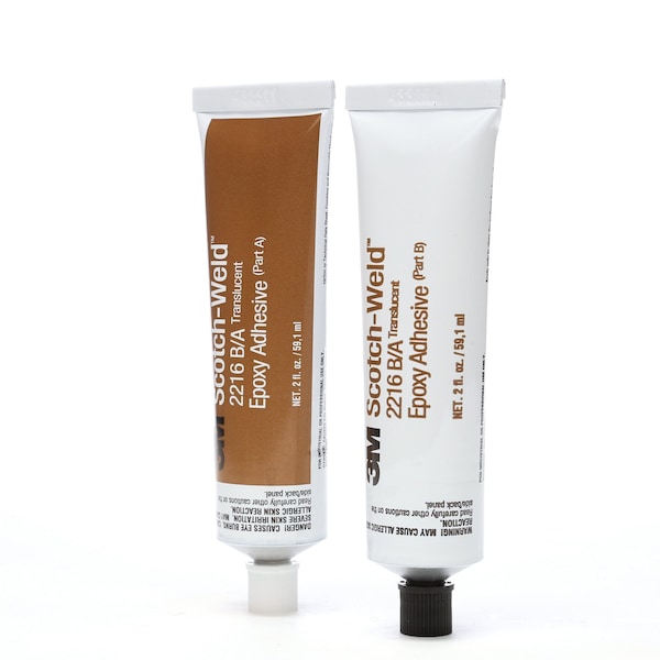 3M Epoxy Adhesive, 2216 Series, Clear, Dual-Cartridge, 6 PK, 1:01 Mix Ratio, 16 hr Functional Cure - 2216