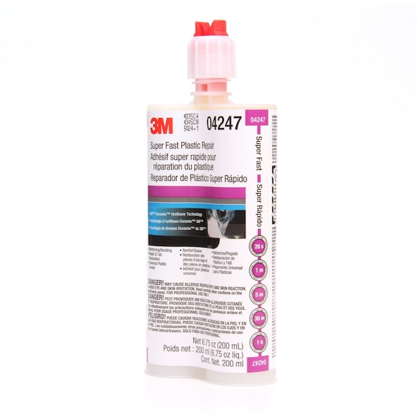 3M Instant Adhesive, 04247 Series, Black, 1 oz, Bottle, 1 hr Functional Cure - 04247