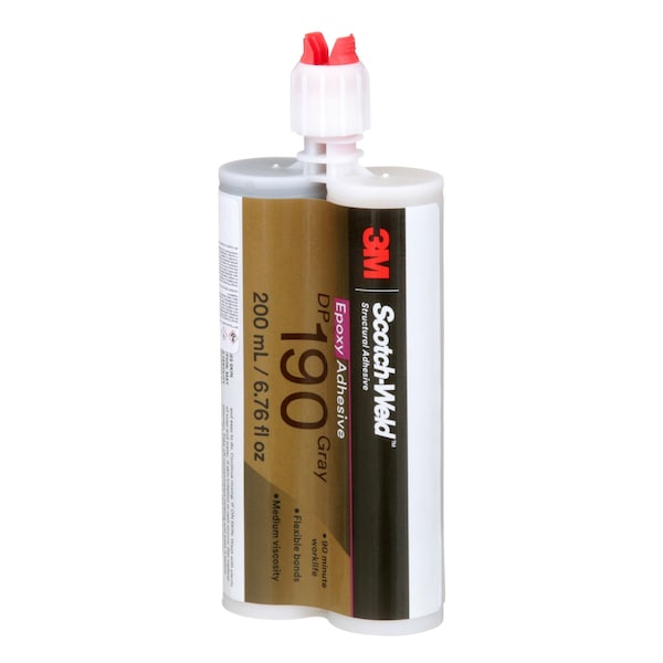3M Epoxy Adhesive, DP190 Series, Clear, Dual-Cartridge, 12 PK, 1:01 Mix Ratio, 12 hr Functional Cure - DP190