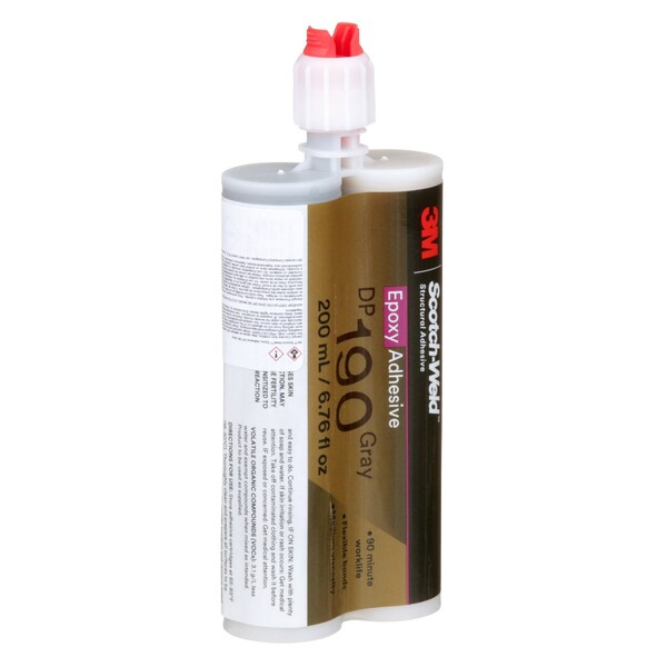 3M Epoxy Adhesive, DP190 Series, Clear, Dual-Cartridge, 12 PK, 1:01 Mix Ratio, 12 hr Functional Cure - DP190